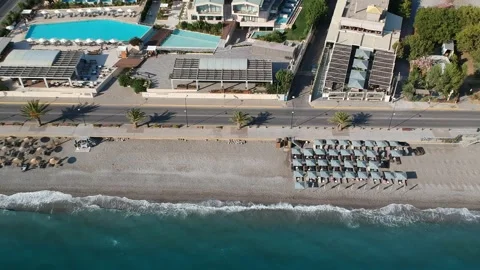 Aerial seaside view over seaside city of Kalamata, Greece at sunset Stockbeeldmateriaal 164875010