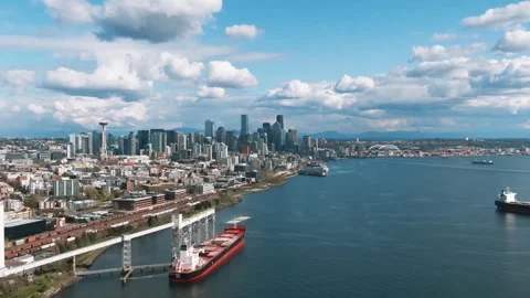 Aerial of Seattle Skyline 7 Stock Footage 250118448