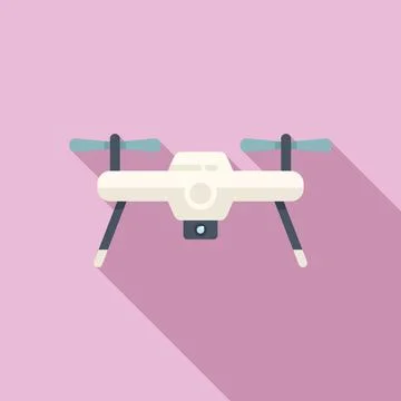 Aerial secure drone icon flat vector. Robot ai camera Stock Illustration