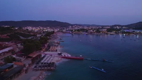 Aerial sequence of Ksamil at the evening Albania Stock Footage 344735293