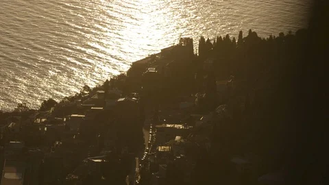 Aerial of settlement at coast Stock Footage 89972076