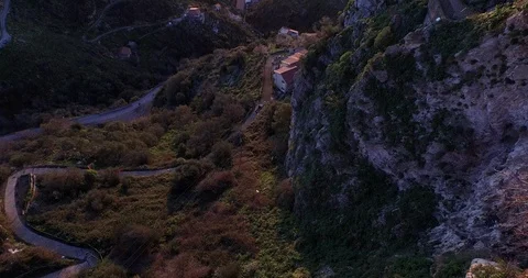 Aerial of settlement on hill Stock Footage 89972496