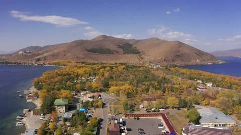 Aerial, Sevan Lake Peninsula, Armenia Stock Footage 172255408