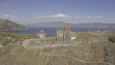Aerial, Sevanavank Monastery, Armenia Stock Footage 172230646