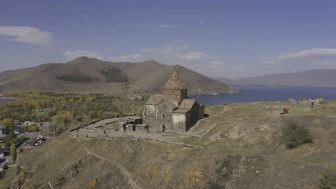 Aerial, Sevanavank Monastery, Armenia Stock Footage 172230679