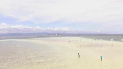 Aerial of shallow beach in the Philippines Stock Footage