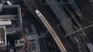Aerial Shinkansen Tgv High Speed Bullet Train Motion Tokyo City Asia Stock Footage