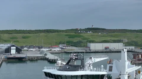 Aerial, Ship sailing , Drone view of the Scandinavian region, Stock Footage 260324045