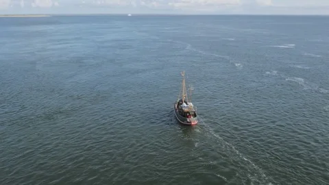 Aerial of ship sailing in ocean Stock Footage 71567475