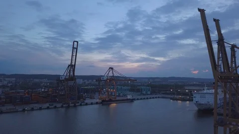 AERIAL | Shipping containers Terminal, Docks 2 Stock Footage