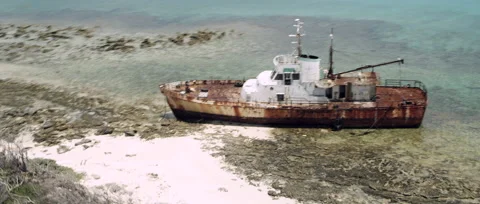 Aerial Shipwreck Stock Footage 47338980