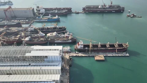 Aerial shipyard port Video stock 239270788