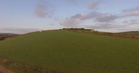 Aerial shoot of   Cornwall seaside and view of countryside by drone Stock Footage 114881179