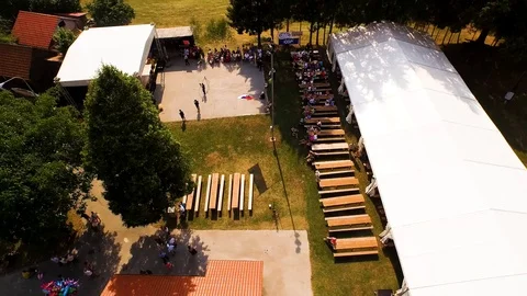 Aerial shoot on a musical event Stockbeeldmateriaal 92419853