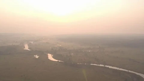 Aerial shooting of nature, fields, river and trees #6 Stock Footage 83427533