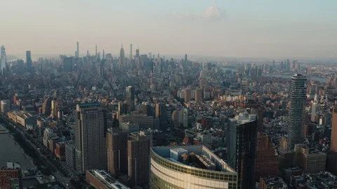 Aerial shooting of New York in dawn Stock Footage 127406953