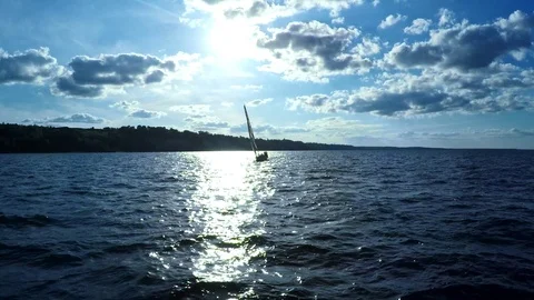 Aerial shooting over the water surface Stock Footage 98738465