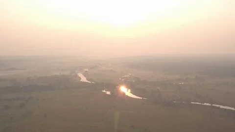 Aerial shooting of river, nature, fields and trees #7 Stock Footage 83427557