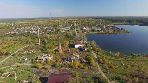 Aerial shooting of the village Stock Footage