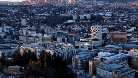 Aerial short anticlockwise time lapse of Skoyen urban area in Oslo, Norway Stock Footage 104829601
