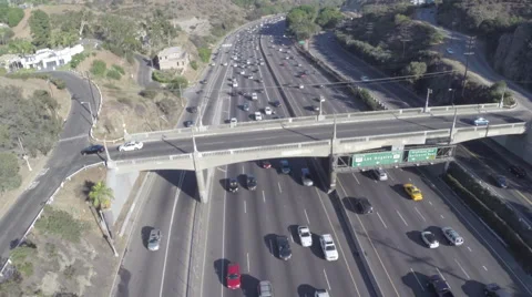 Aerial Shot of 101 Freeway at Barham Blvd Stock Footage 41536598