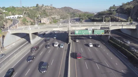 Aerial Shot of 101 Freeway Sign at Barham Stock Footage 41529720