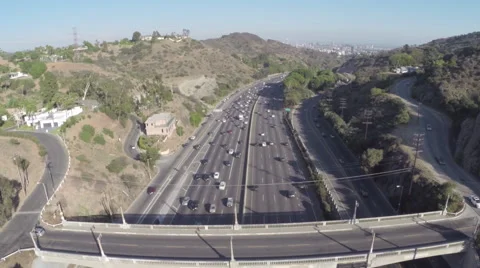 Aerial Shot of 101 Freeway Sign at Mulholland Stock Footage 41541082