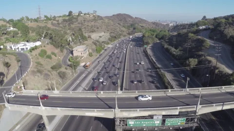 Aerial Shot of 101 Freeway Sign at Mulholland Stock Footage 41542353