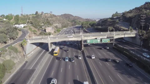 Aerial Shot of 101 Freeway Sign at Mulholland Stock Footage 41548645