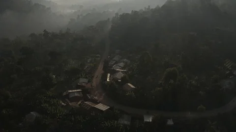 Aerial shot of African village 4K Stock Footage