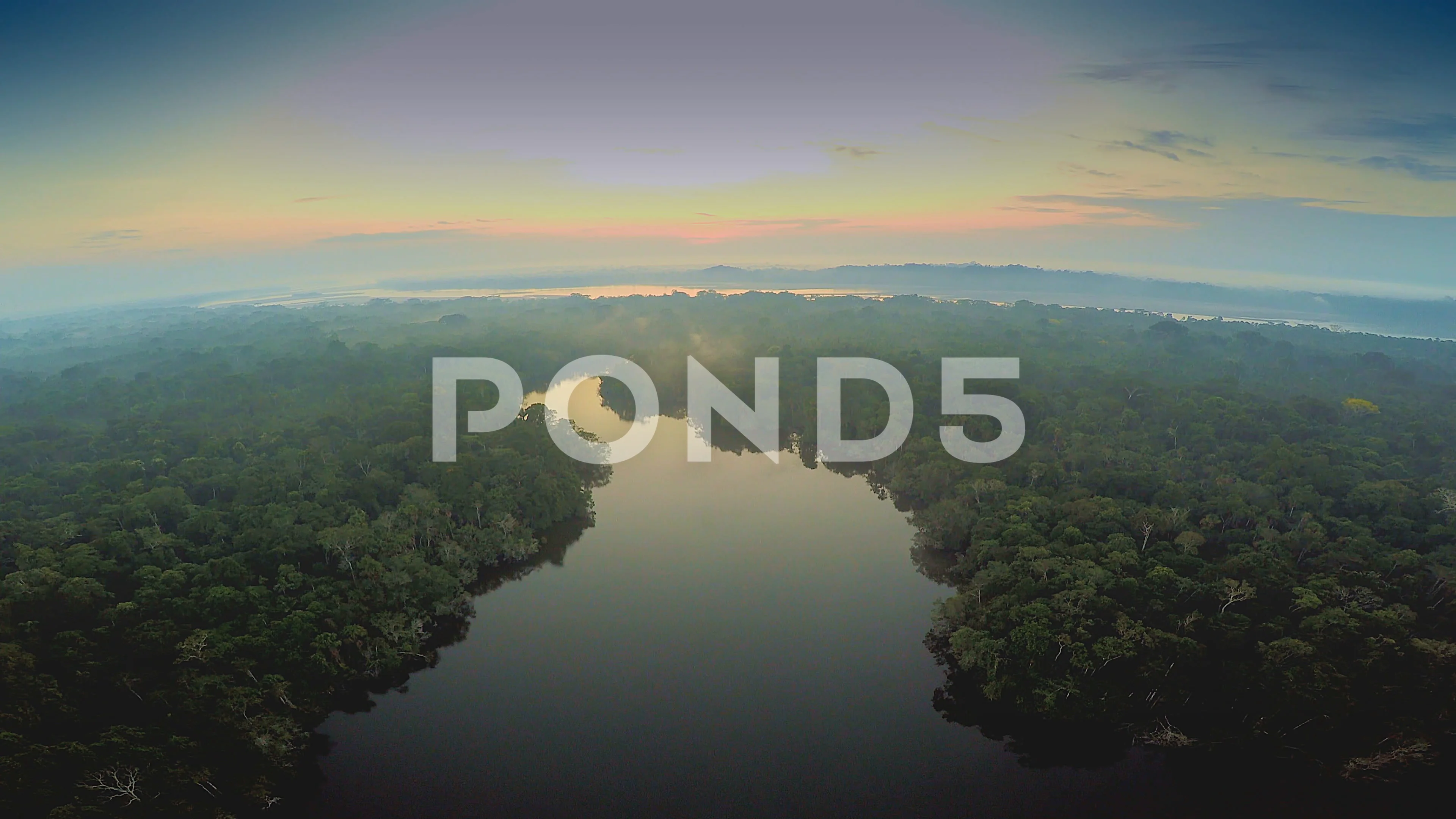 Aerial Shot of Amazon Rainforest at Twil... | Stock Video | Pond5