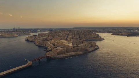 Aerial shot approaching Valletta Stock Footage 90730795