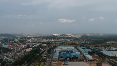 Aerial shot of batam city in afternoon,cloudy.batam island,indonesia Stock Footage