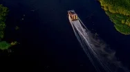 Aerial Shot Of Bayou Air Boat On Water Stock Footage