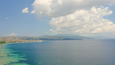 Aerial shot of a beautiful landscape in Nikiti, Sithonia Halkidiki, Greece Stock Footage