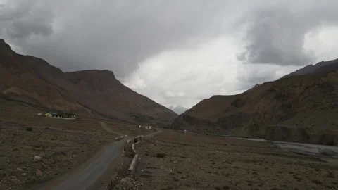 Aerial shot of beautiful river forming pattern in Spiti Valley. Stock Footage 249244044