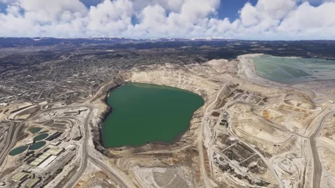 Aerial shot of Berkeley Pit Mine in Butte. Montana. United States Stock-Footage 306643196