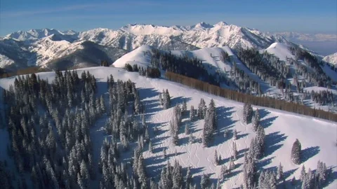 Aerial shot of big and little cottonwood canyons utah Stock Footage 75094553