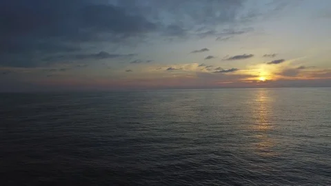 Aerial shot of Black sea, sunset - Fly over sea in Gelendzhik, Russia Stock Footage
