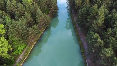 Aerial Shot of blue lake Stock Footage