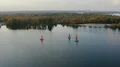 The aerial shot of boats glide on the river 4k or 4k+ Resolution