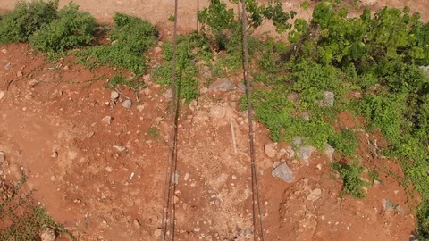Aerial shot of bridge construction workers in India Stock Footage 111522099