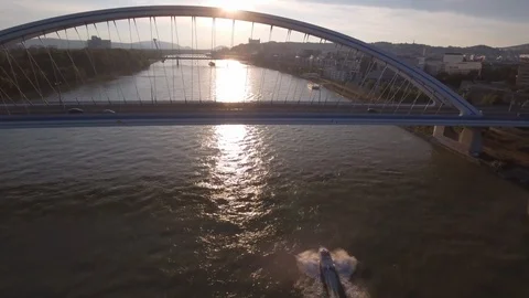 Aerial shot of bridge Stock Footage 120536017