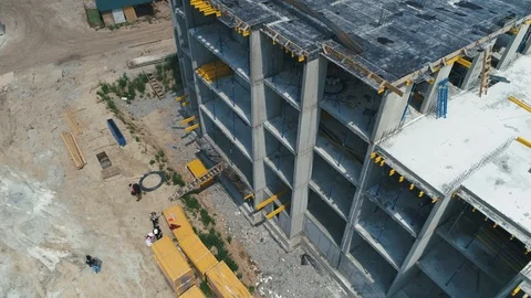 Aerial Shot of the Building in the Process of Construction. Stock Footage 112432312