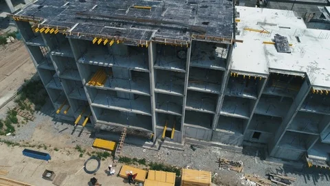 Aerial Shot of the Building in the Process of Construction. 스톡 동영상 112432344