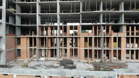 Aerial Shot of the Building in the Process of Construction Stock Footage 112644402