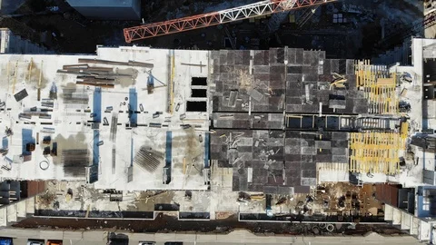 Aerial Shot of the Building in the Process of Construction. Stock Footage 112644468