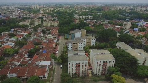 Aerial shot of Cali, Colombia Stock Footage