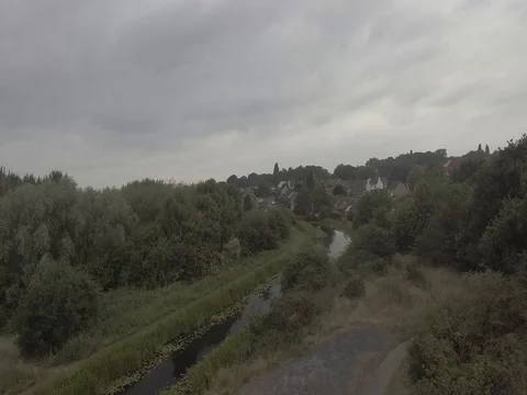 Aerial shot of Canal Stock Footage