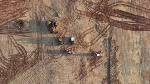 Aerial shot captures construction activity Stock Footage 342605080